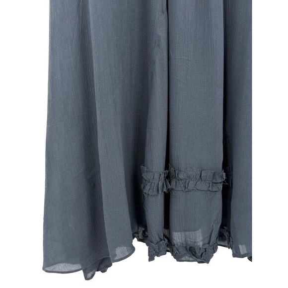 RARE Vtg NWT Free People Gray Lace Crochet Maxi Slip Dress | Whimsigoth Boho M - Picture 9 of 16